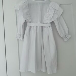 Charming White Ruffled Kids Dress